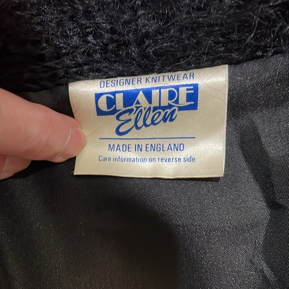 A Black Fuzzy Woman’s Vintage Designer Knitwear Claire Ellen Made in England - Picture 3 of 14